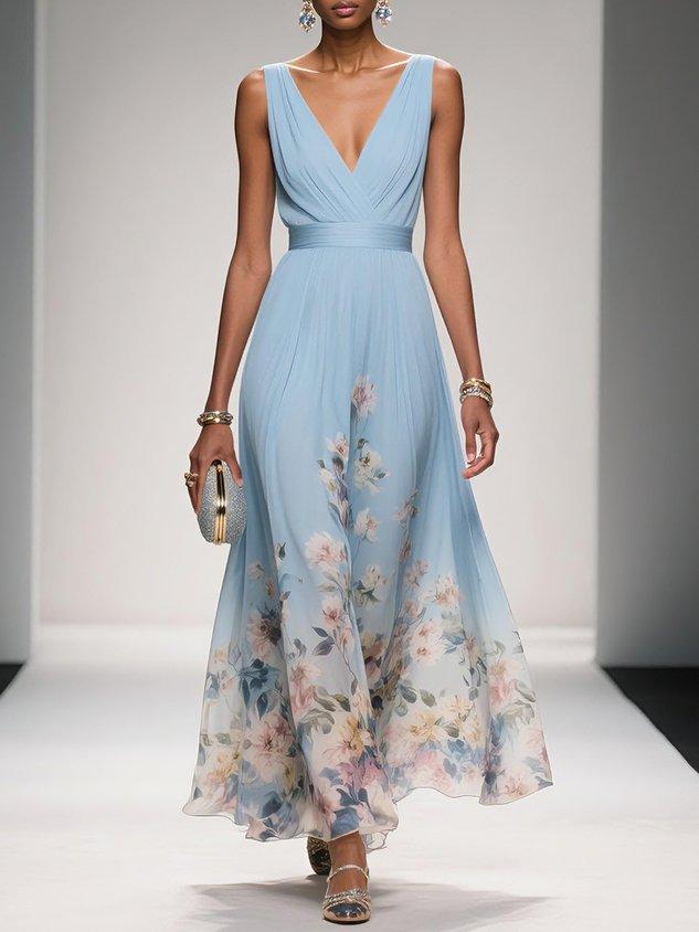 Carolin | Women's Floral Chiffon Summer Maxi Dress