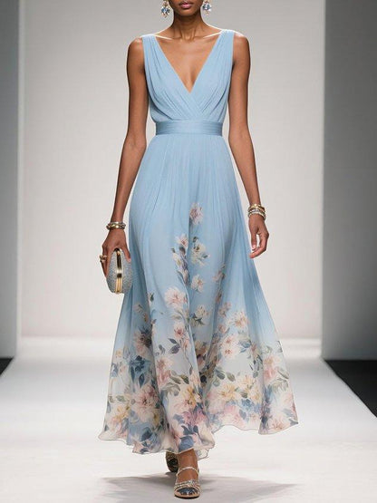 Carolin | Women's Floral Chiffon Summer Maxi Dress
