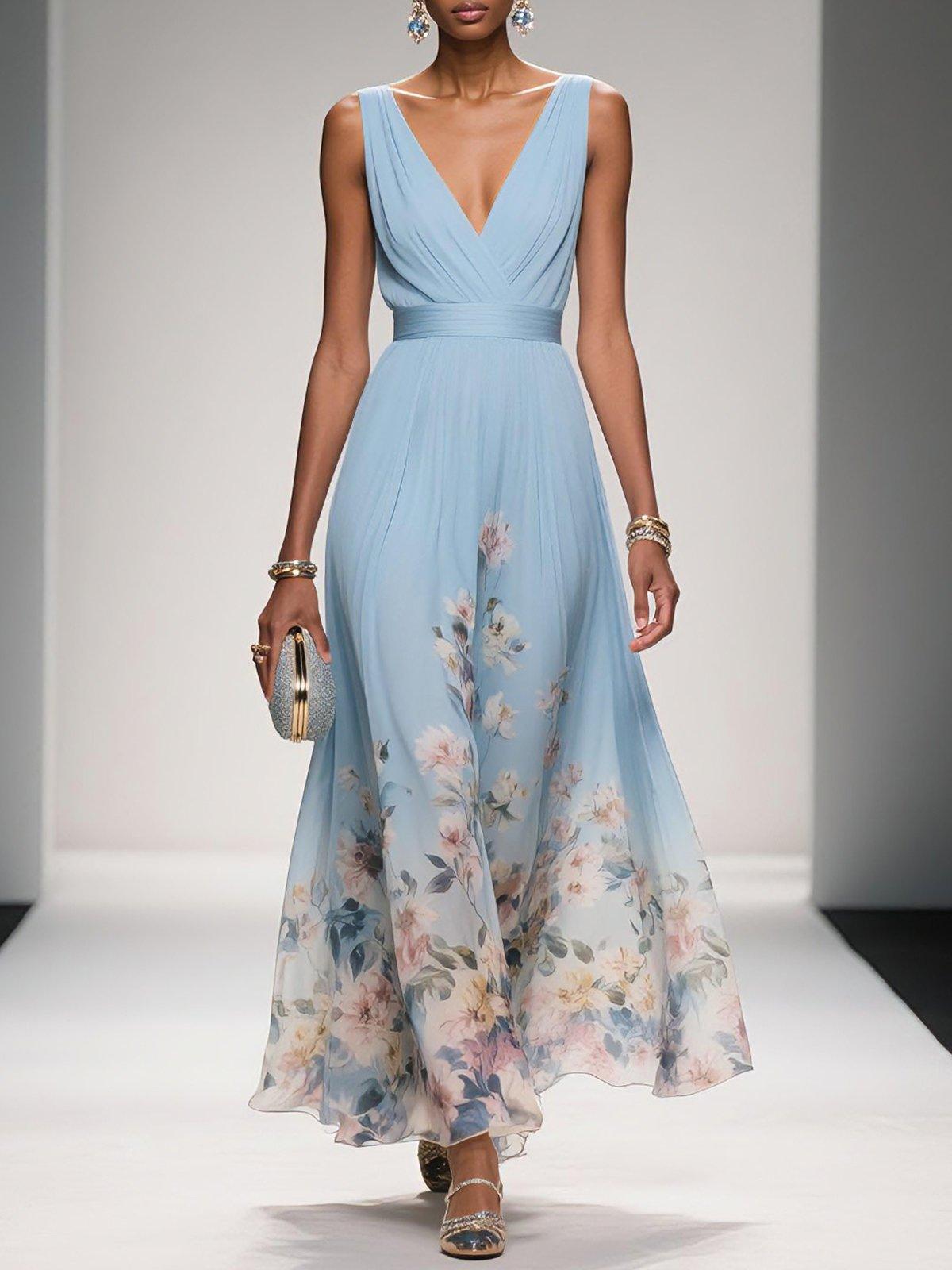 Carolin | Women's Floral Chiffon Summer Maxi Dress