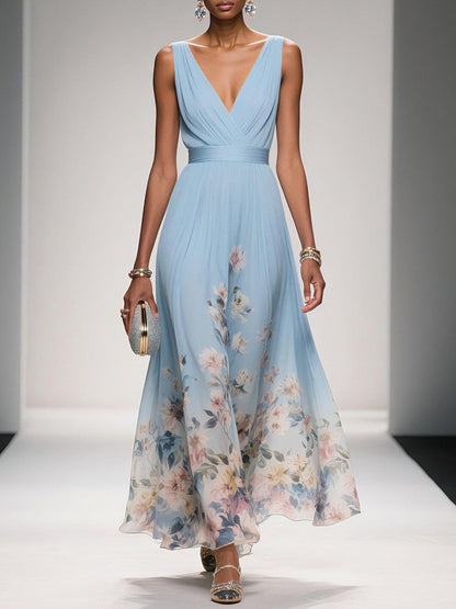 Carolin | Women's Floral Chiffon Summer Maxi Dress