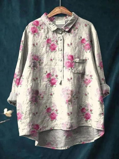 Paulette | Floral blouse with romantic drape and feminine everyday elegance