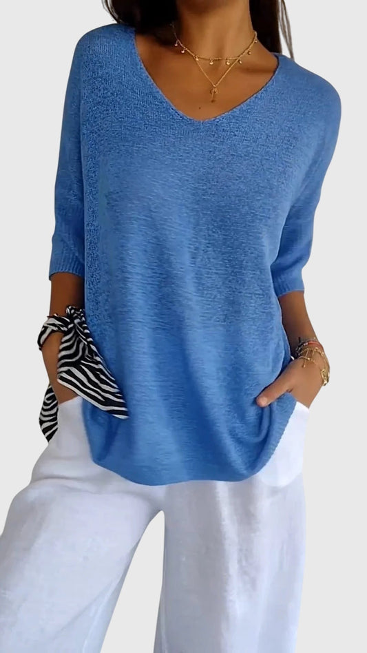 Alitta | Women's Breathable Knit V-Neck Top
