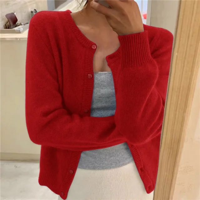 Elke | Women's Knit Cardigan with Round Neck and Long Sleeves