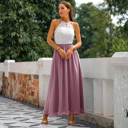 Franziska | Women's Wedding Guest Halter Neck Maxi Dress