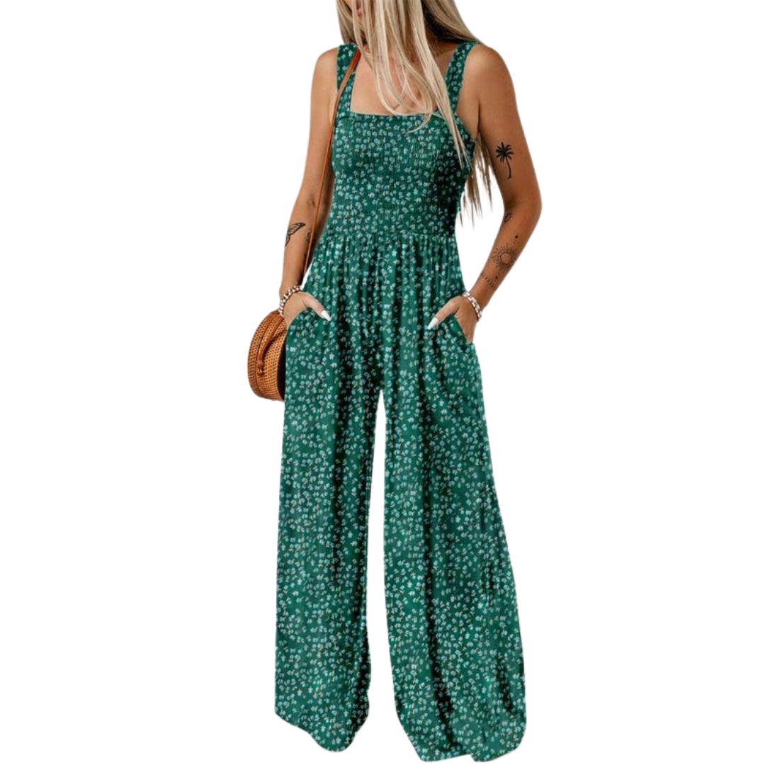Ursula | Elegant Women's-Spring-Jumpsuit with Floral Print and wide Leg