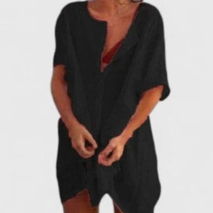 Sabina | Women's Relaxed Button Placket Shorts Beach Wrap Dress