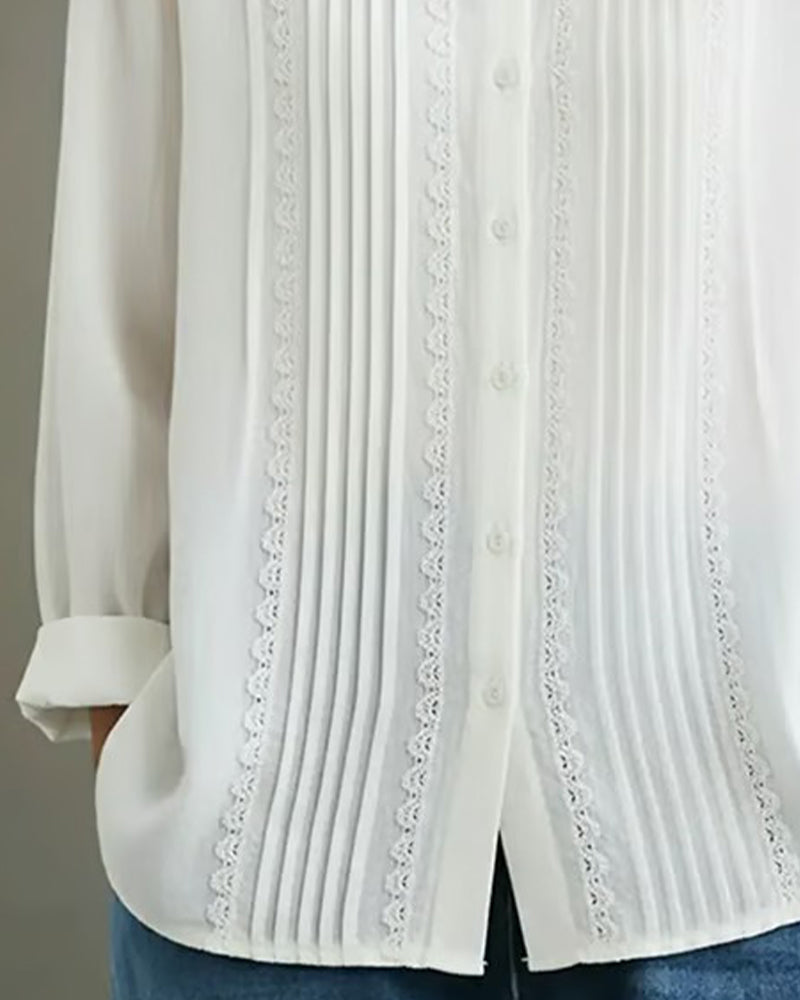 Claire | Lace-Trim Button-Up Top