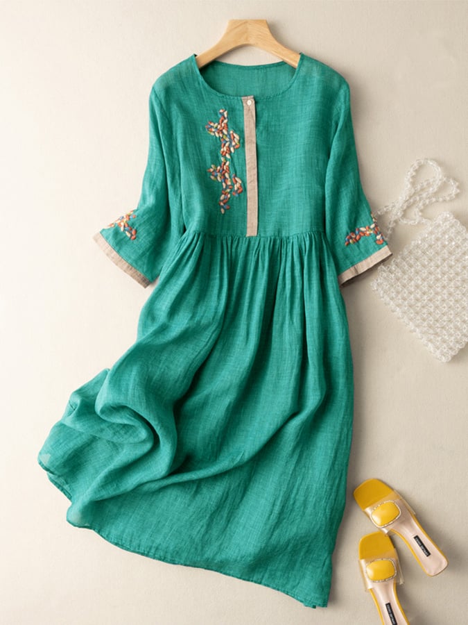 Victoria | Women's Besticktes Ethno Midi Dress