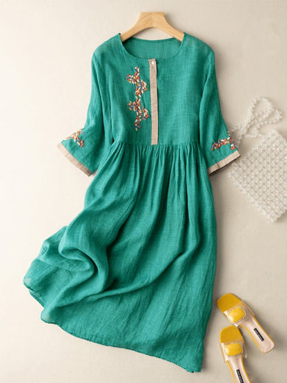 Victoria | Women's Besticktes Ethno Midi Dress