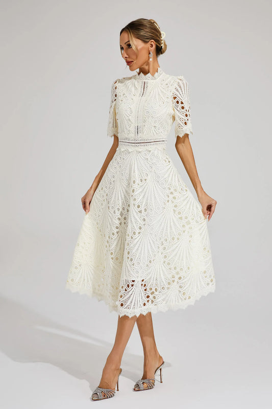 Jasmin | Women's Chic Pointed Midi Dress