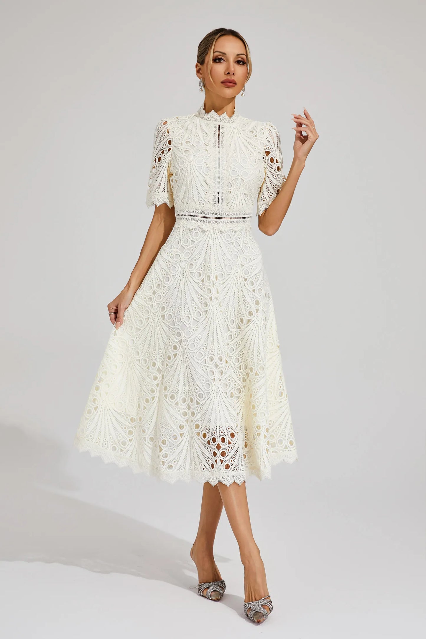 Jasmin | Women's Chic Pointed Midi Dress