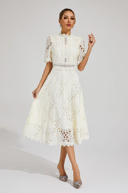 Jasmin | Women's Chic Pointed Midi Dress