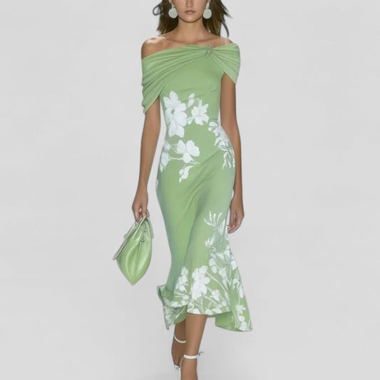 Anna | Women's Floral Off-Shoulder Midi Dress