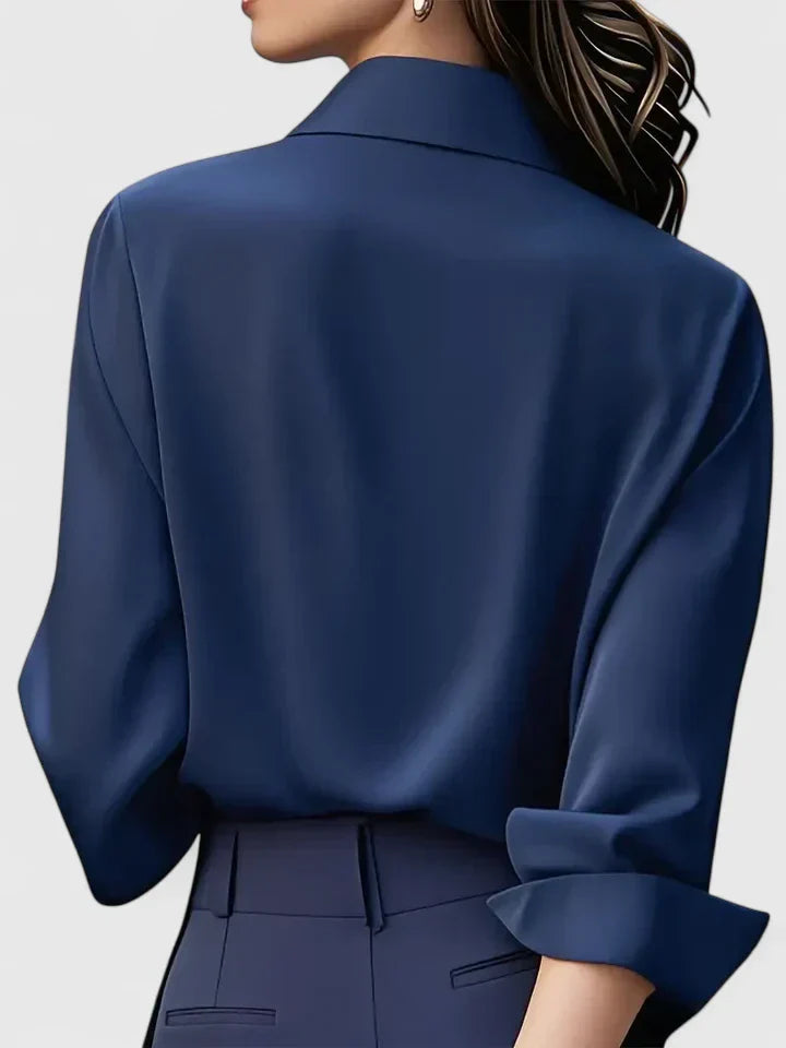 Anya | Women's Satin Button-Front Shorts Blouse