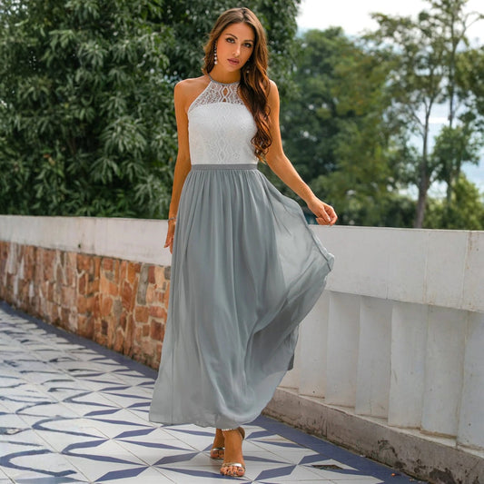 Franziska | Women's Wedding Guest Halter Neck Maxi Dress