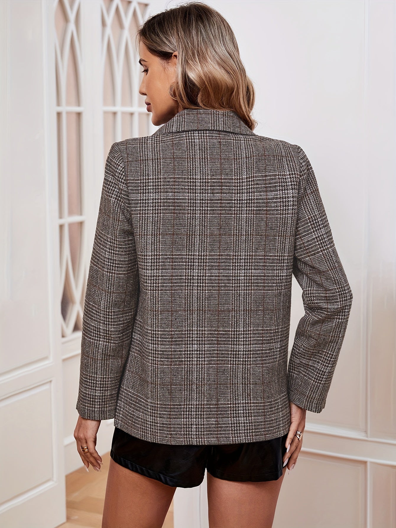 Elfriede | Women's Plaid Casual-Blazer with Long Sleeves