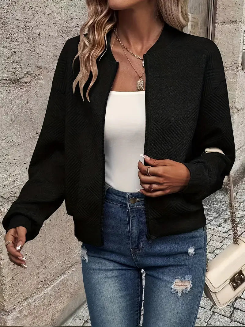 Jessica | Women's Knit Cardigan with Zip and Texture