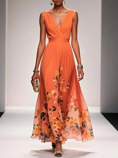 Carolin | Women's Floral Chiffon Summer Maxi Dress