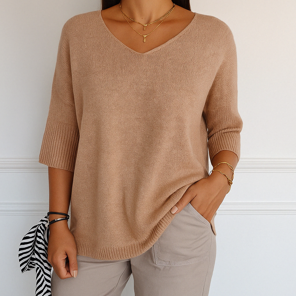 Frankie | Women's Breathable V-Neck Relaxed Summer Sweater