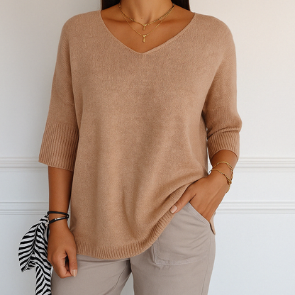 Frankie | Women's Breathable V-Neck Relaxed Summer Sweater