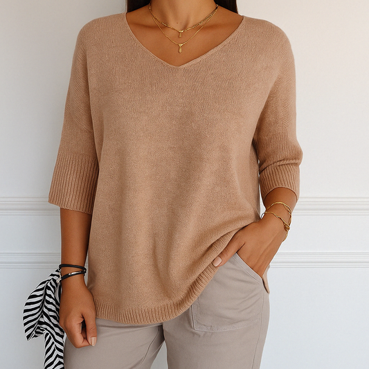 Frankie | Women's Breathable V-Neck Relaxed Summer Sweater