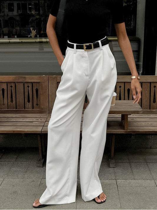 Katharina | Women's Pleated Front Wide-Pants with Belt