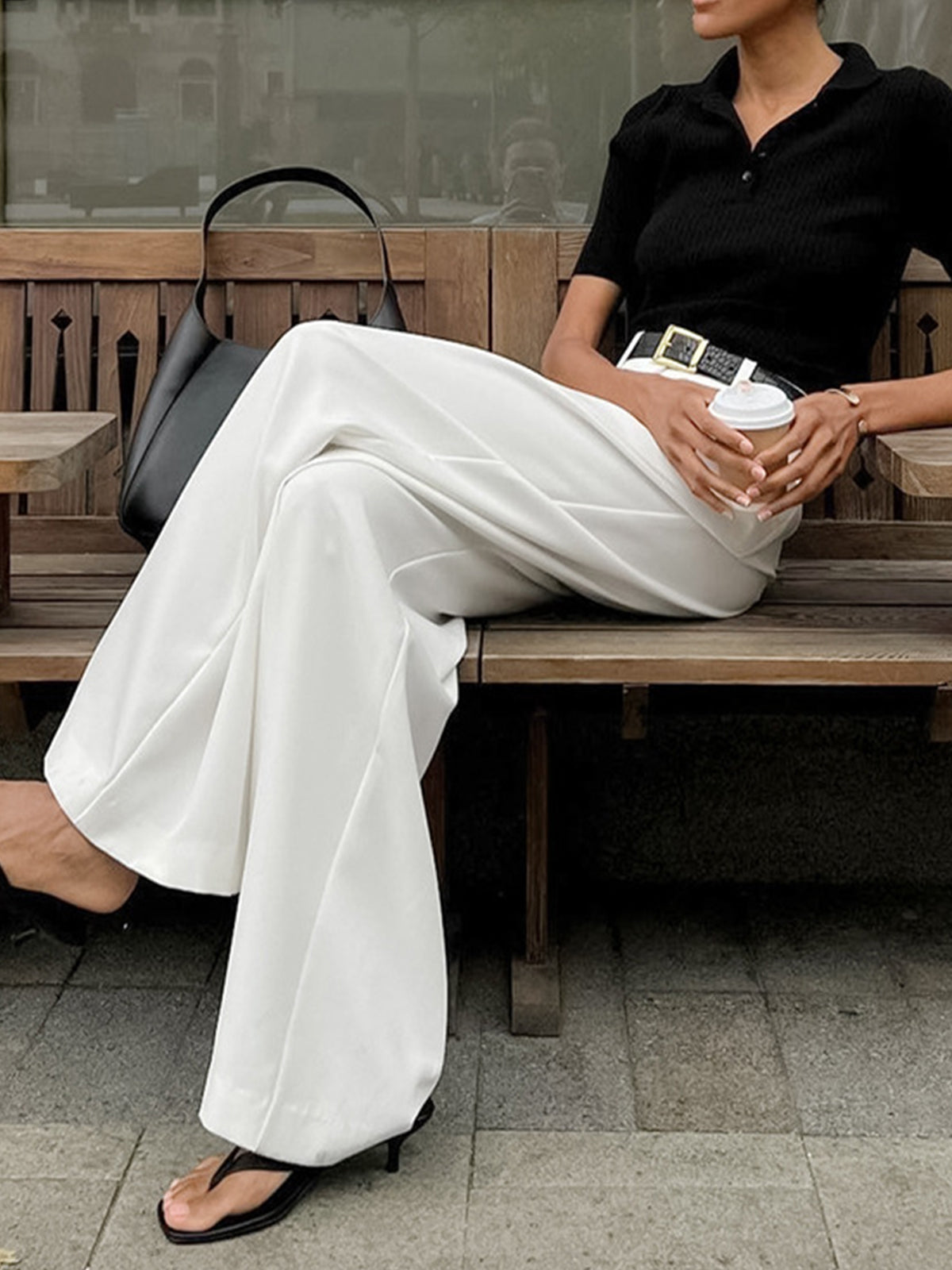 Katharina | Women's Pleated Front Wide-Pants with Belt