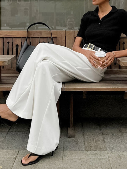 Katharina | Women's Pleated Front Wide-Pants with Belt