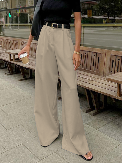 Katharina | Women's Pleated Front Wide-Pants with Belt