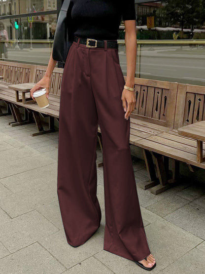 Katharina | Women's Pleated Front Wide-Pants with Belt