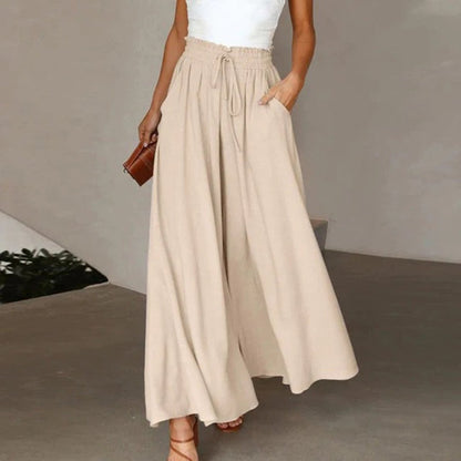 Terra | Smocked-Waist Wide-Leg Pants