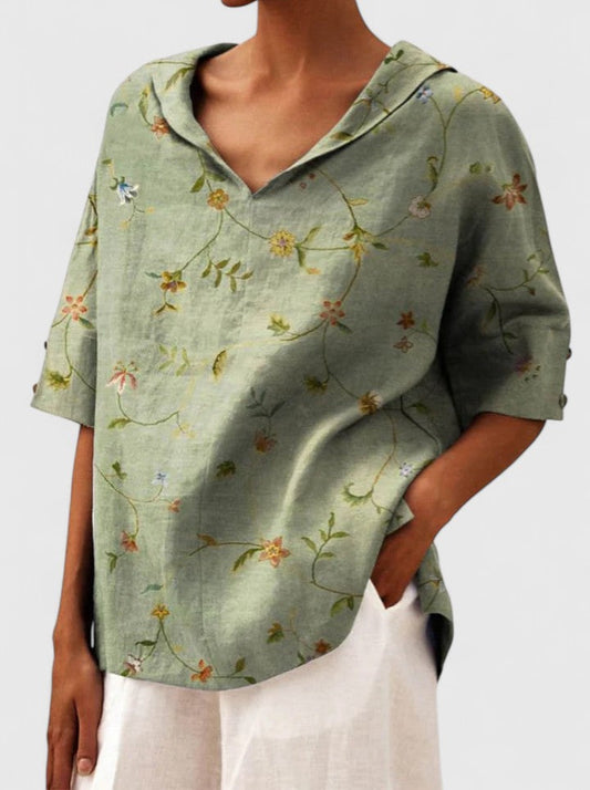 Aleria | Breathable V-Neck Floral Summer Top