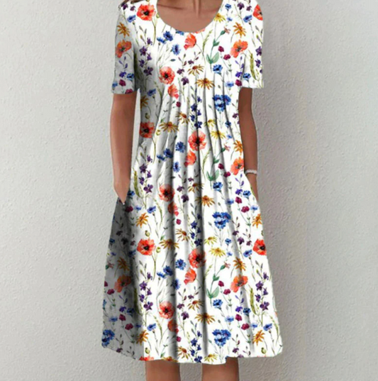 Tamara | Women's Midi Dress with relaxed Cut and Floral Print