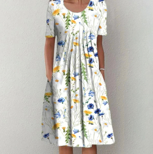 Tamara | Women's Midi Dress with relaxed Cut and Floral Print