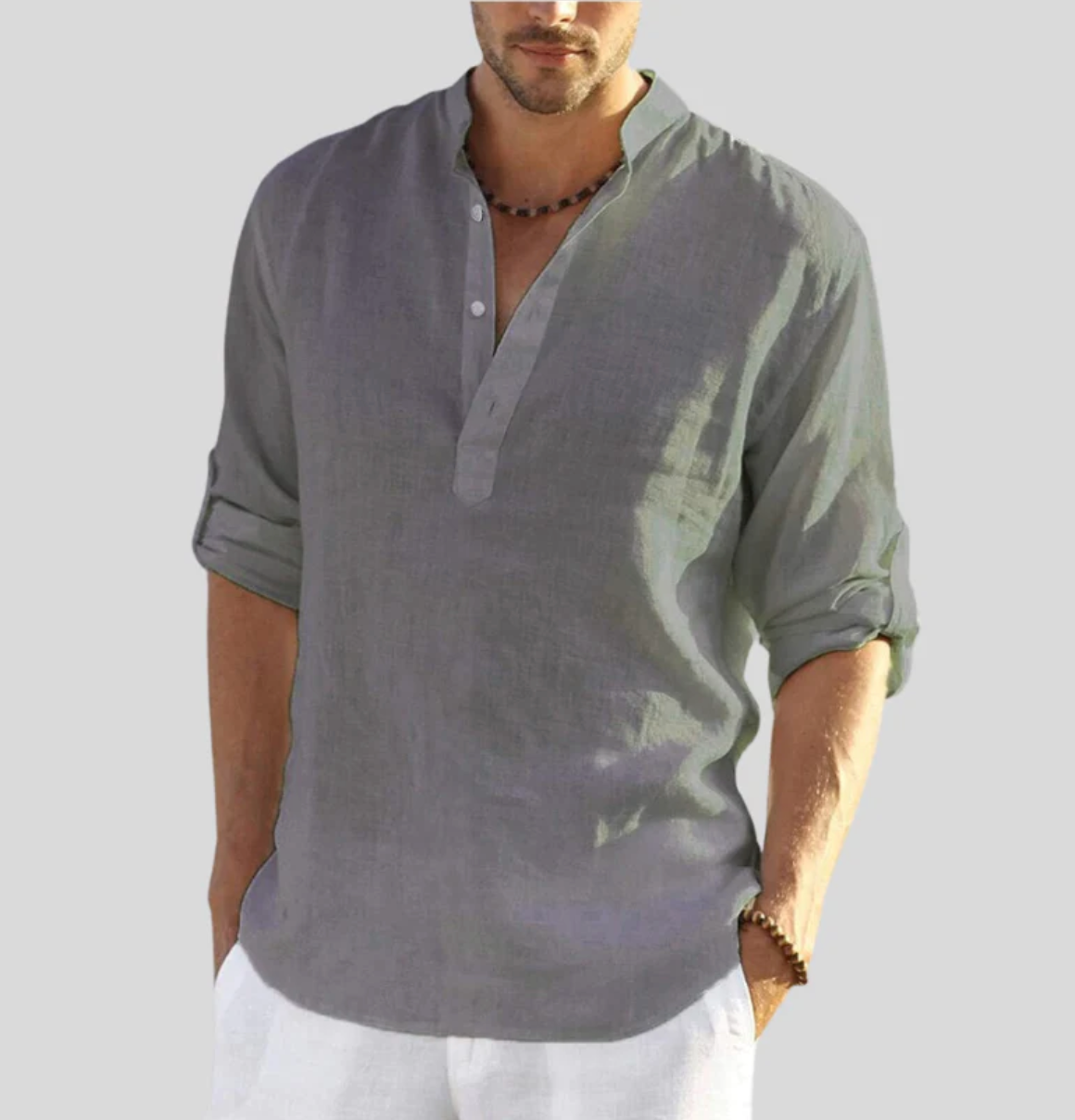 Martin | Men's Lässiges Langarmhemd with Button Placket