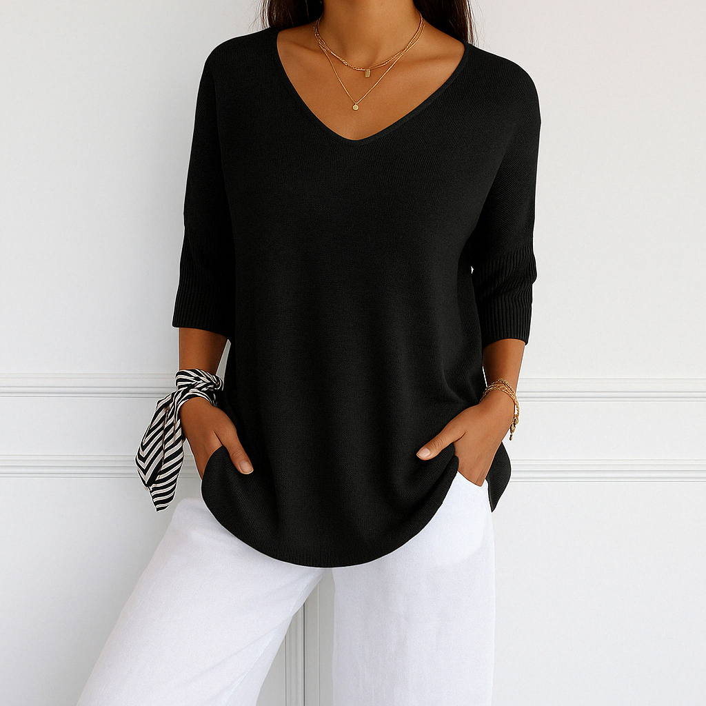 Frankie | Women's Breathable V-Neck Relaxed Summer Sweater