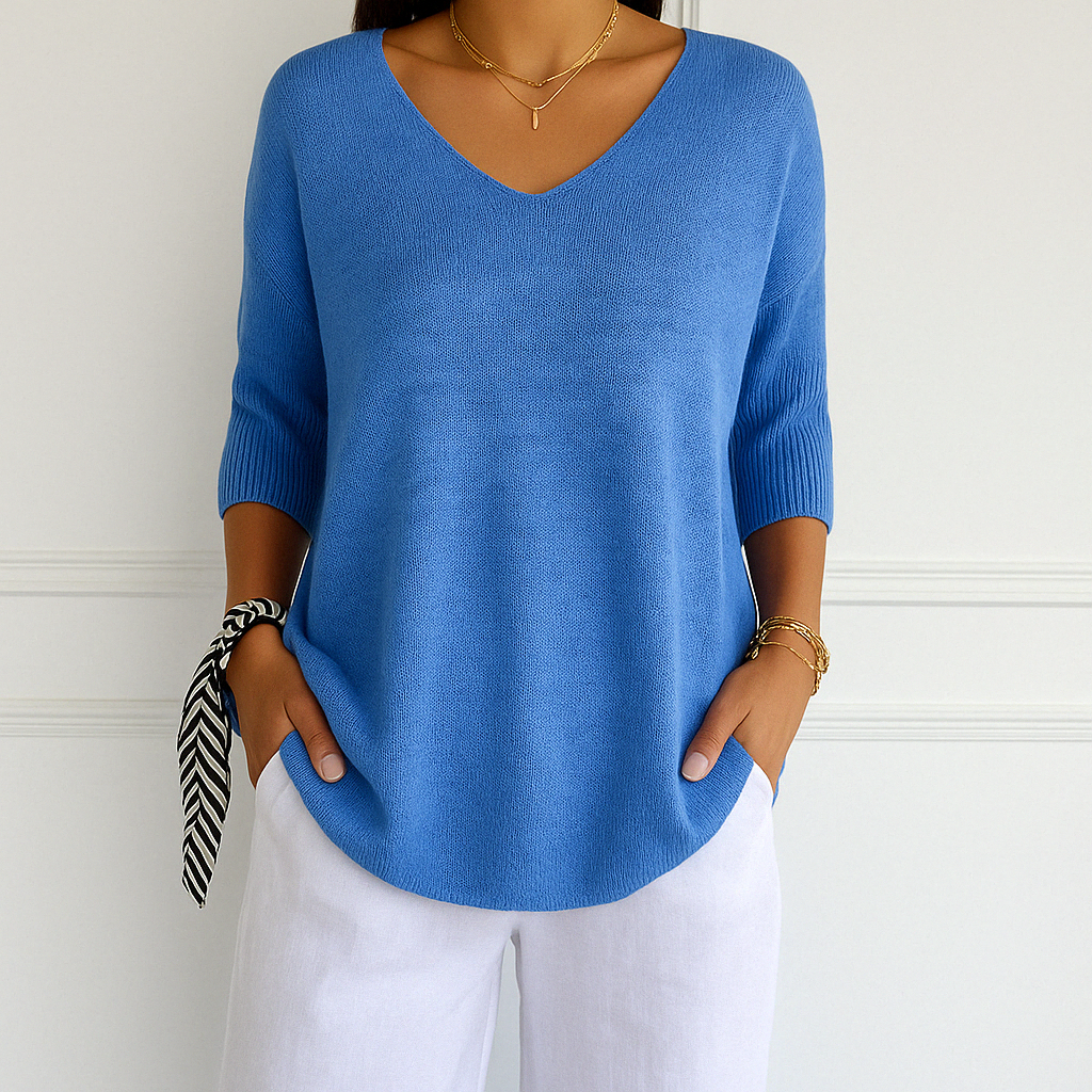 Frankie | Women's Breathable V-Neck Relaxed Summer Sweater