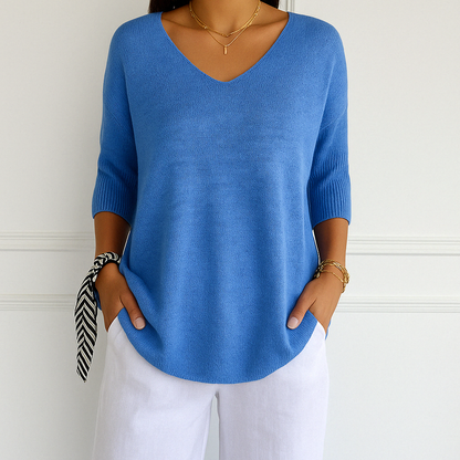 Frankie | Women's Breathable V-Neck Relaxed Summer Sweater