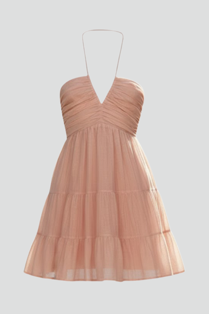 Doris | Women's Halter Neck-Minikeid with gestuftem Ruffle Skirt