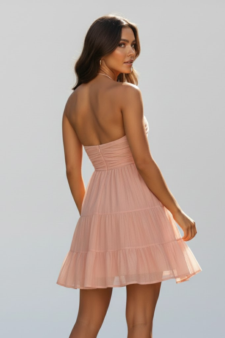 Doris | Women's Halter Neck-Minikeid with gestuftem Ruffle Skirt