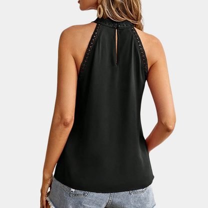 Luna | Lace-Yoke Halter Top