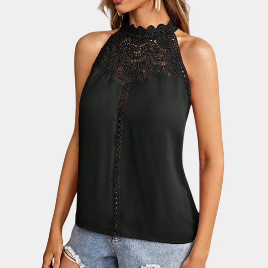 Luna | Lace-Yoke Halter Top
