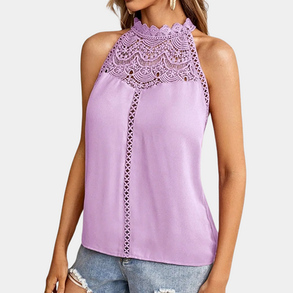 Luna | Lace-Yoke Halter Top