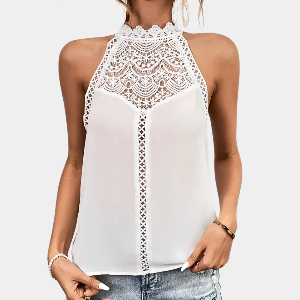 Luna | Lace-Yoke Halter Top