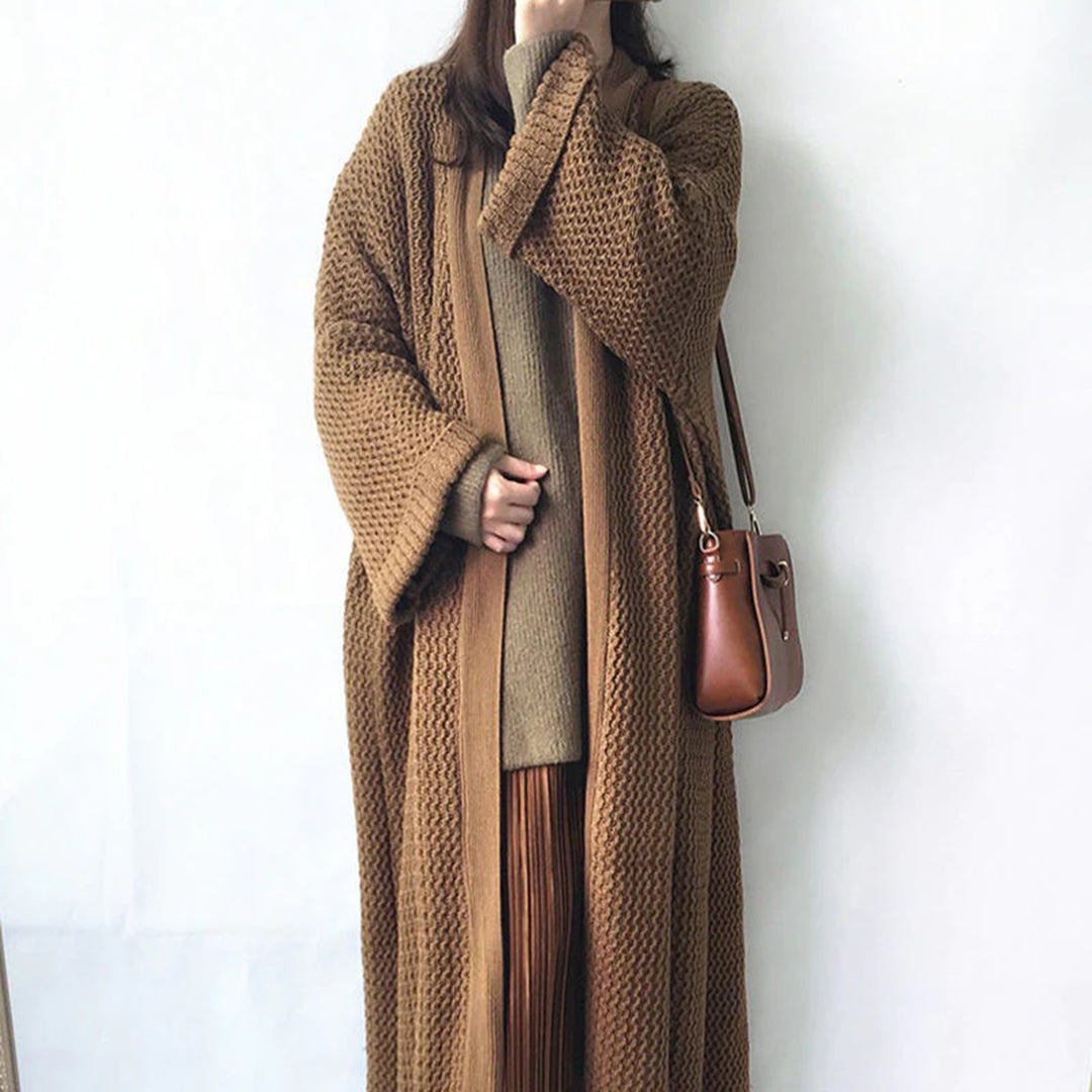 Frieda | Women's Long Knit Cardigan with Open Front