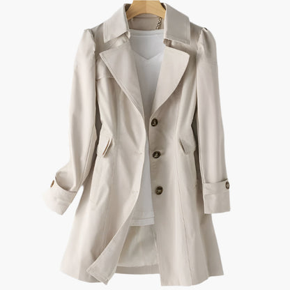 Gabriela | Women's Classic Long Trench Coat with Buttons Front