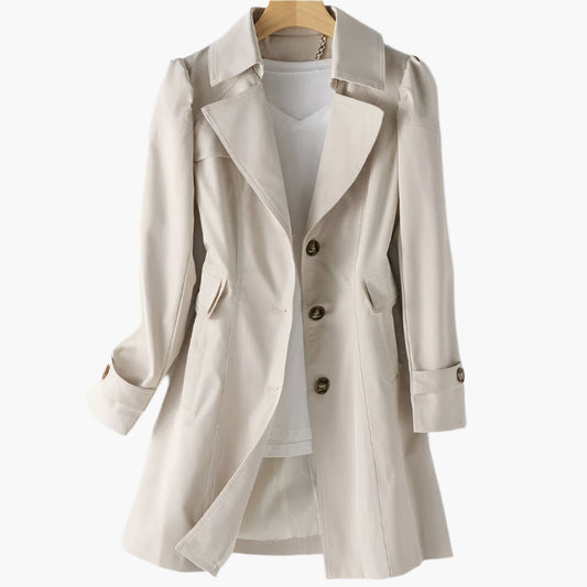 Gabriela | Women's Classic Long Trench Coat with Buttons Front