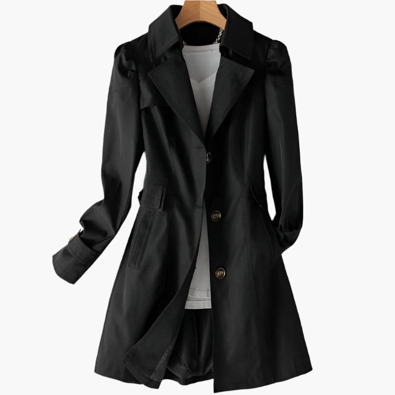 Gabriela | Women's Classic Long Trench Coat with Buttons Front