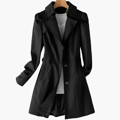 Gabriela | Women's Classic Long Trench Coat with Buttons Front