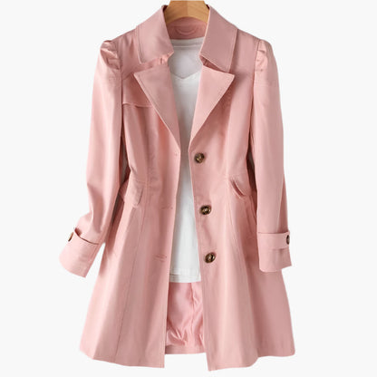 Gabriela | Women's Classic Long Trench Coat with Buttons Front